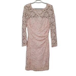 Lauren Ralph Lauren Light Pink Lace Dress Size 10 Wedding Mother of Bride Groom
